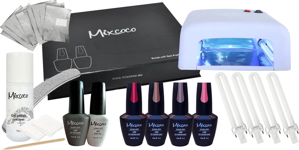 Mixcoco Gellak Set 4 Kleuren met UV lamp Sugar BonBons