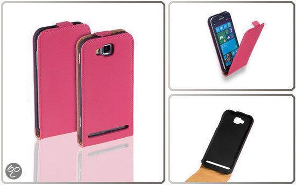 LELYCASE Flip Case Lederen Hoesje Samsung Ativ S Pink