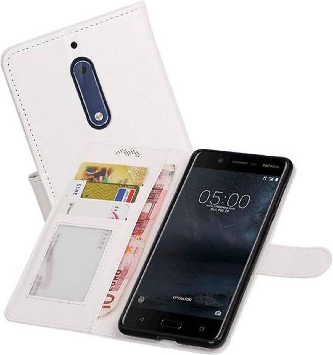 Hoesje Geschikt voor Nokia 5 - Portemonnee hoesje booktype wallet case Wit