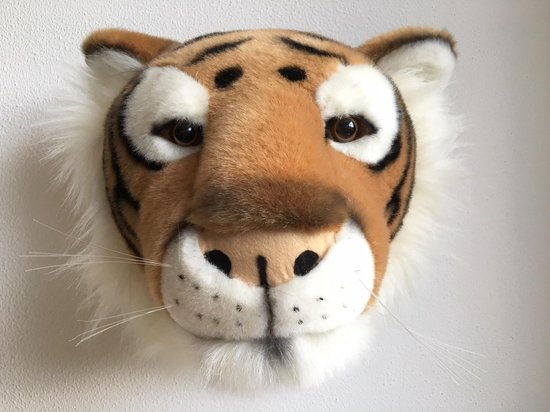 Peluche tête d'animal tigre en peluche 30 cm - Tête de tigre - Décoration  murale... | bol