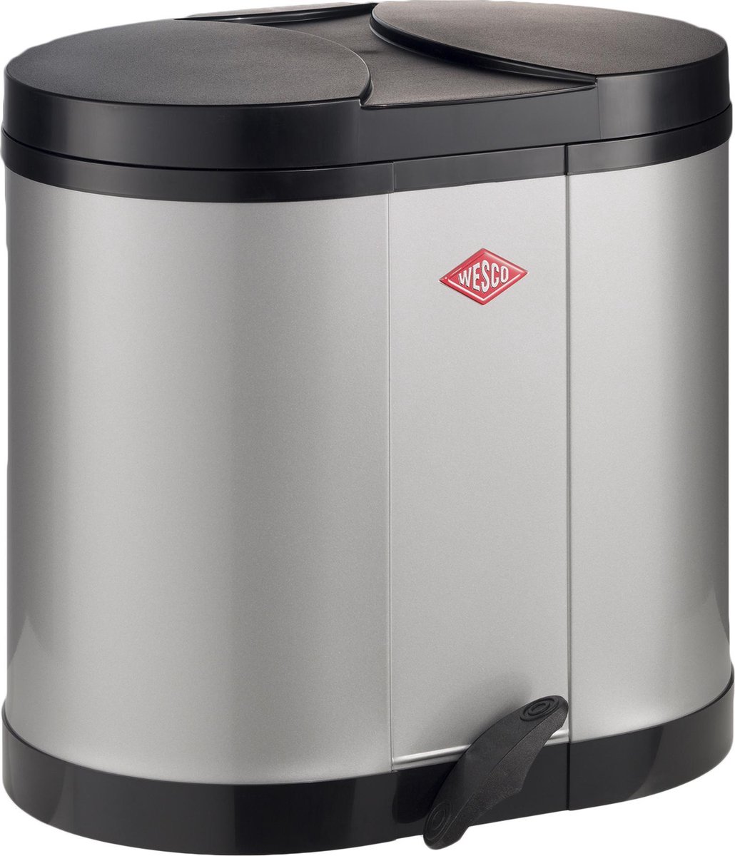 Goedkoopste Wesco Double Bin 170 Prullenbak - 2x15 l - Zilvergrijs
