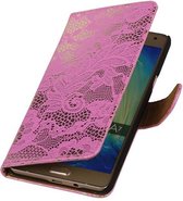 Bloem Bookstyle Hoesje - Wallet Case Telefoonhoesjes - Geschikt voor Samsung Galaxy A7 Roze