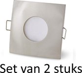 Badkamer inbouwspots Zilver vierkant | 3W warm wit | Set van 2 stuks