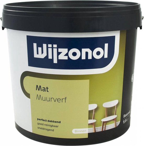 Wijzonol Mat Muurverf, perfect dekkend, goed reinigbaar, sneldrogend. 9,8L.