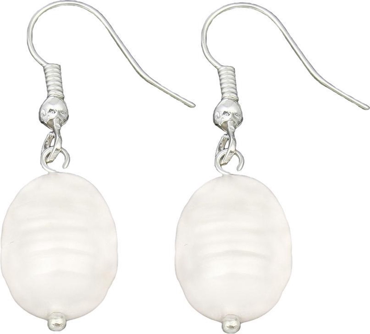 Zoetwater parel oorbellen Dangling Pearl White - oorhangers - echte parels - sterling zilver (925) - wit
