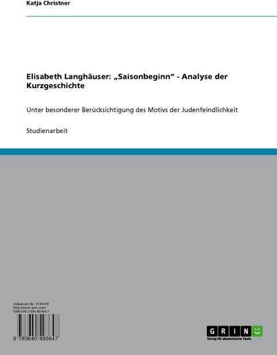 Saisonbeginn Von Elisabeth Langgässer Elisabeth Langgässer: 'Saisonbeginn' - Analyse der Kurzgeschichte