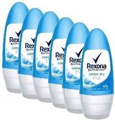 Rexona Deo Roller Cotton Dry - 48 uur bescherming - Voordeelverpakking 6 x 50 ML