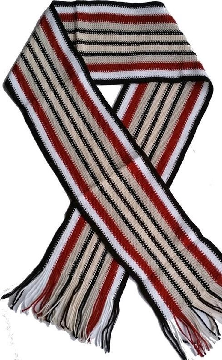 Sjaal - zwart-wit-ercu-rood - streep