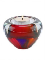 Glazen urn. Asbestemming. "Tealight" multi colors. Afmeting 7 cm.