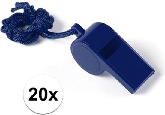 20 Stuks blauwe sportfluitjes aan koord - Merkloos