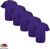 Fruit of the Loom T-shirt - 100% katoen - 5 stuks - Purple - XL