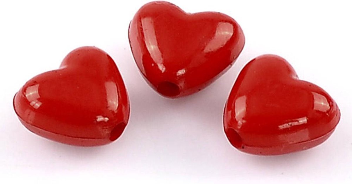 Valentine environ 20 perles 10 g Pack Dur Acrylique Amour Cœur Rouge Perles 10 mm