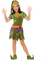 Groen en oranje bos elfen pak voor meisjes - Verkleedkleding