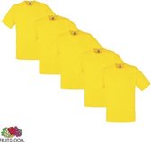 Fruit of the Loom T-shirt - 100% katoen - 5 stuks - Yellow - XL