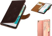 MP Case Pull Up TPU PU Leder Bookstyle voor Sony Xperia XA Mocca