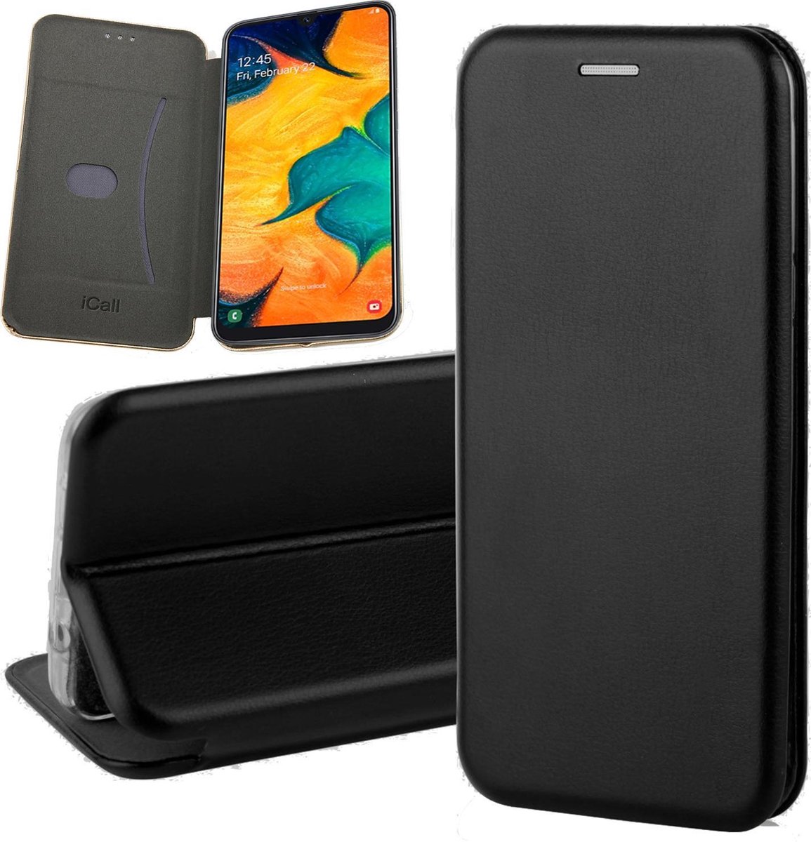 Hoesje geschikt voor Samsung Galaxy A30 - Book Case Kunstleer ThinShield Zwart