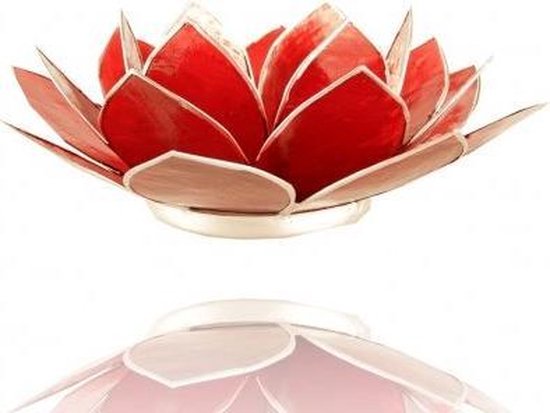 Lotus sfeerlicht chakra 1 rood zilverkl. randen
