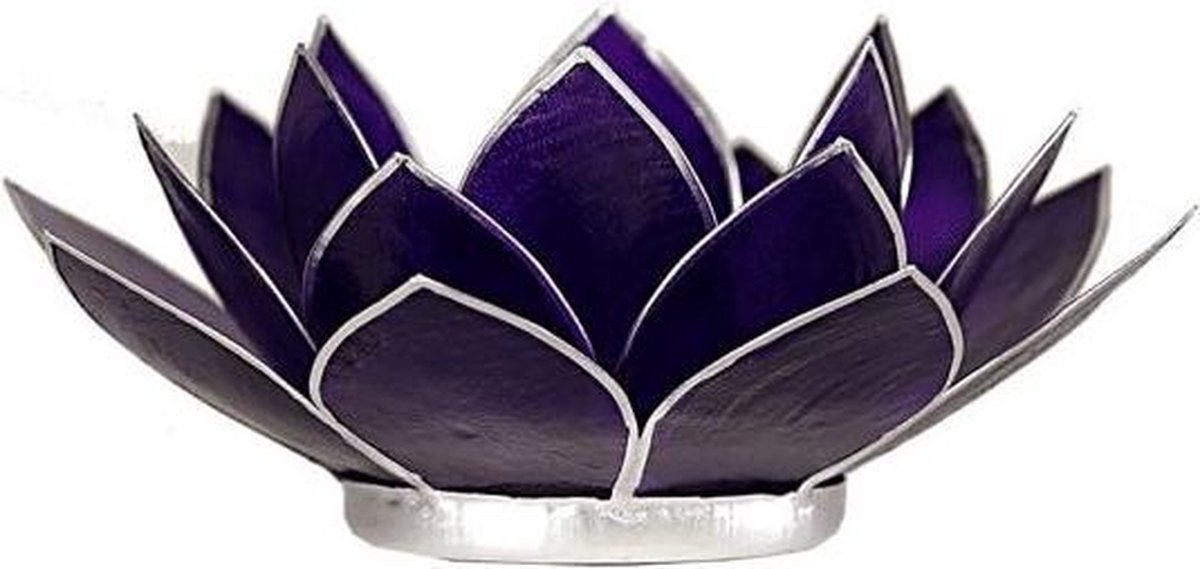 Yogi & Yogini Lotus sfeerlicht violet 7e chakra zilverrand 13.5 cm