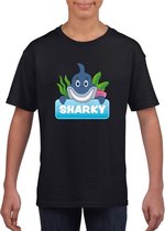 Sharky de haai t-shirt zwart voor kinderen - unisex - haaien shirt L (146-152)