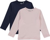 Dirkje Meisjes Shirts Lange Mouwen (2stuks) Lichtroze en Blauw - Maat 104