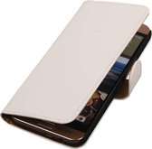 HTC One Me Effen Wit Bookstyle Wallet Hoesje - Cover Case Hoes