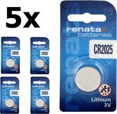 5 Stuks (5 Blister a 1St) Renata CR2025 3v lithium knoopcel batterij