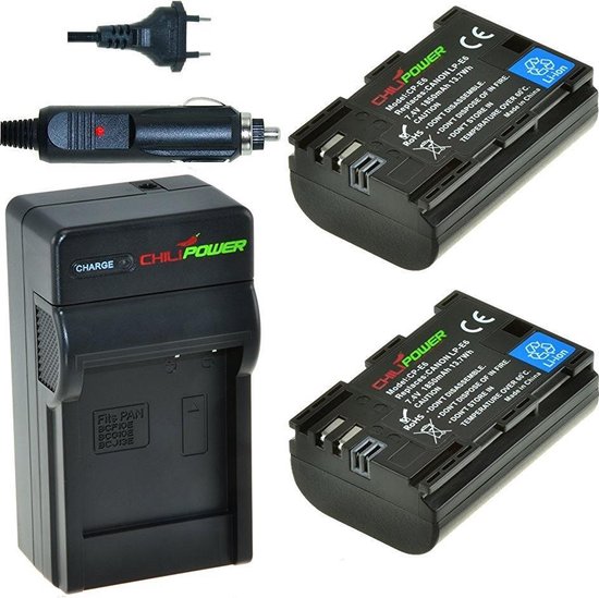 Analist Zonnebrand Verwaand ChiliPower LP-E6 Canon Kit - Camera Batterij Set | bol.com