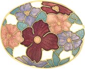 Behave®  Broche ovaal bloemen gekleurd - emaille sierspeld -  sjaalspeld