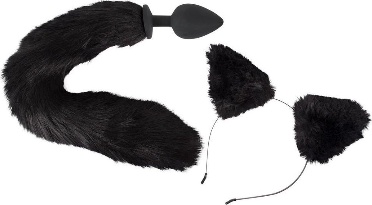 Goedkoopste Bad Kitty – Petplay Set met Buttplug Staart en Oortjes voor een Onschuldige Poes Uitstraling – Zwart