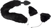 Bad Kitty – Petplay Set met Buttplug Staart en Oortjes voor een Onschuldige Poes Uitstraling – Zwart