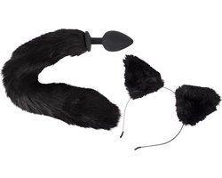 Bad Kitty – Petplay Set met Buttplug Staart en Oortjes voor een Onschuldige Poes Uitstraling – Zwart