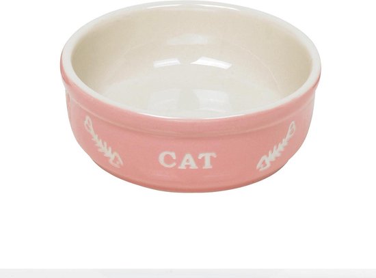 Nobby stenen voerbak - kat - roze - 13,5 cm
