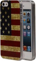 Amerikaanse Vlag TPU Cover Case voor de Apple iPhone 5/5S Hoesje