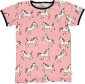 Smafolk t-shirt - roze zwart unicorn - Maat 86/92