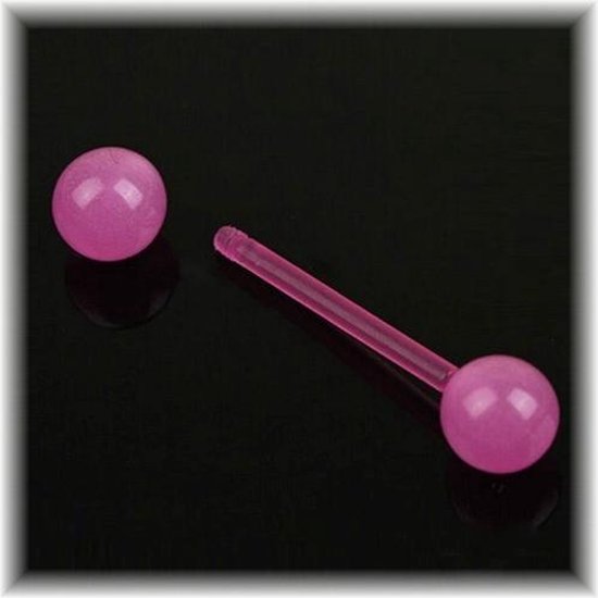 - Tongpiercing - "Glow in the Dark" - Bioplast - 7 Stuks