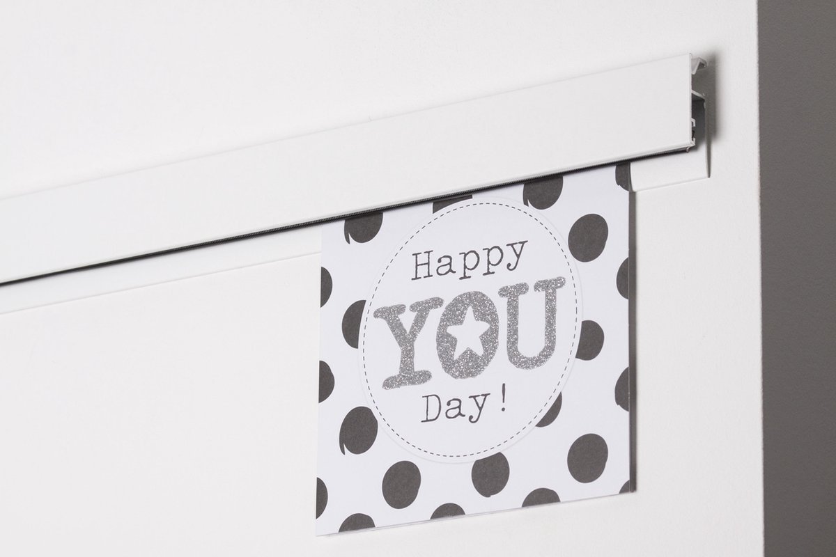 STAS Ophangsysteem - Papergrip - Kaarten Houder - Fotorek - Kaartenrek - Fotohouder - Fotoclip - 50 cm / Wit