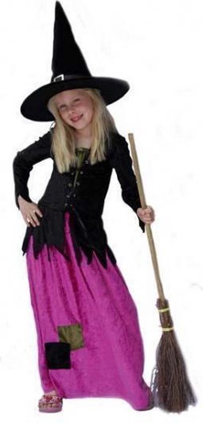 MaNMaNing Halloweenkostuum voor kinderen, heksenjurk, hoed, staaf