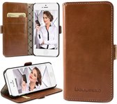 Bouletta - iPhone 5(S) & SE Lederen BookCase (Rustic Cognac)