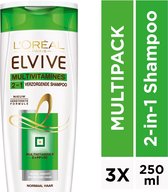 L’Oréal Paris Elvive Multivitaminen 2in1 Shampoo - 3 x 250 ml -  Voordeelverpakking