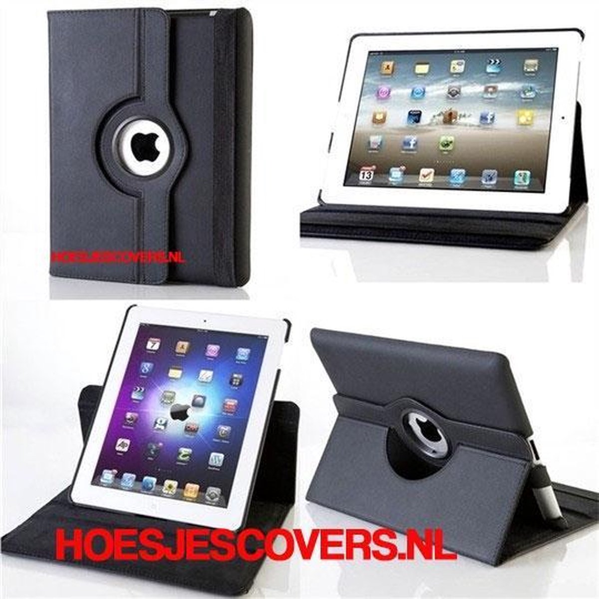 iPad Air 2 hoes 360 graden Multi-stand draaibaar -Zwart