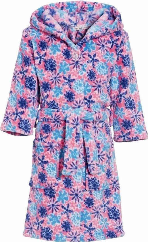 Roze badjas/ochtendjas met bloemen print voor kinderen. 98/104 (4-5 jr)