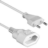 MutecPower verlengsnoer zonder aarding van het model HO5VVH2F -25 meter - tot 230 V, 50 Hz, 2.5A – geschikt voor binnen gebruik – geleiders dikte 2x1,00mm – materiaal PVC – kleur wit