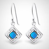 Zilveren oorhangers - opaal - dames - azure blauw