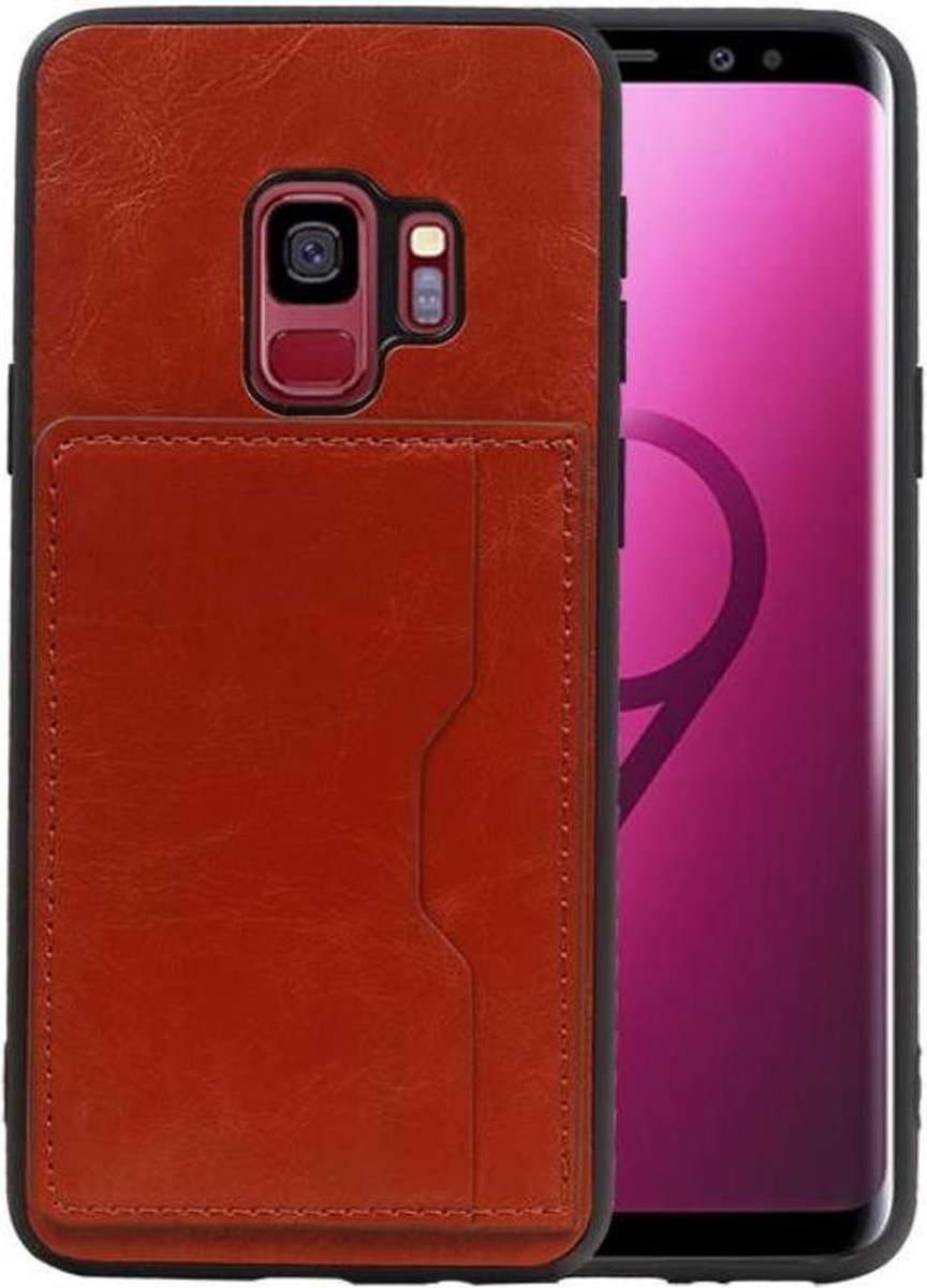 Staand Back Cover 1 Pasjes voor Galaxy S9 Bruin