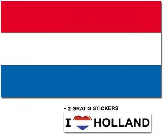 Nederlandse vlag met 2 gratis Nederland stickers