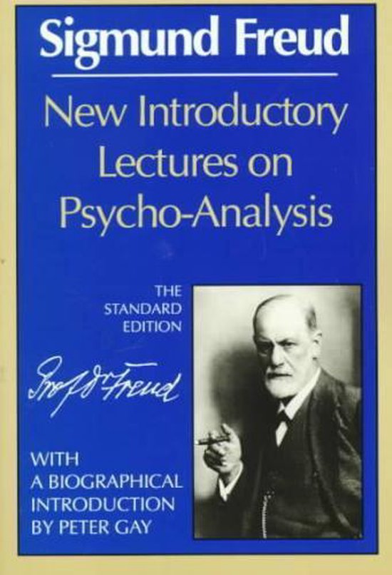 Boek 'New Introductory Lectures on Psycho-Analysis' van Sigmund Freud, met een foto van Freud.