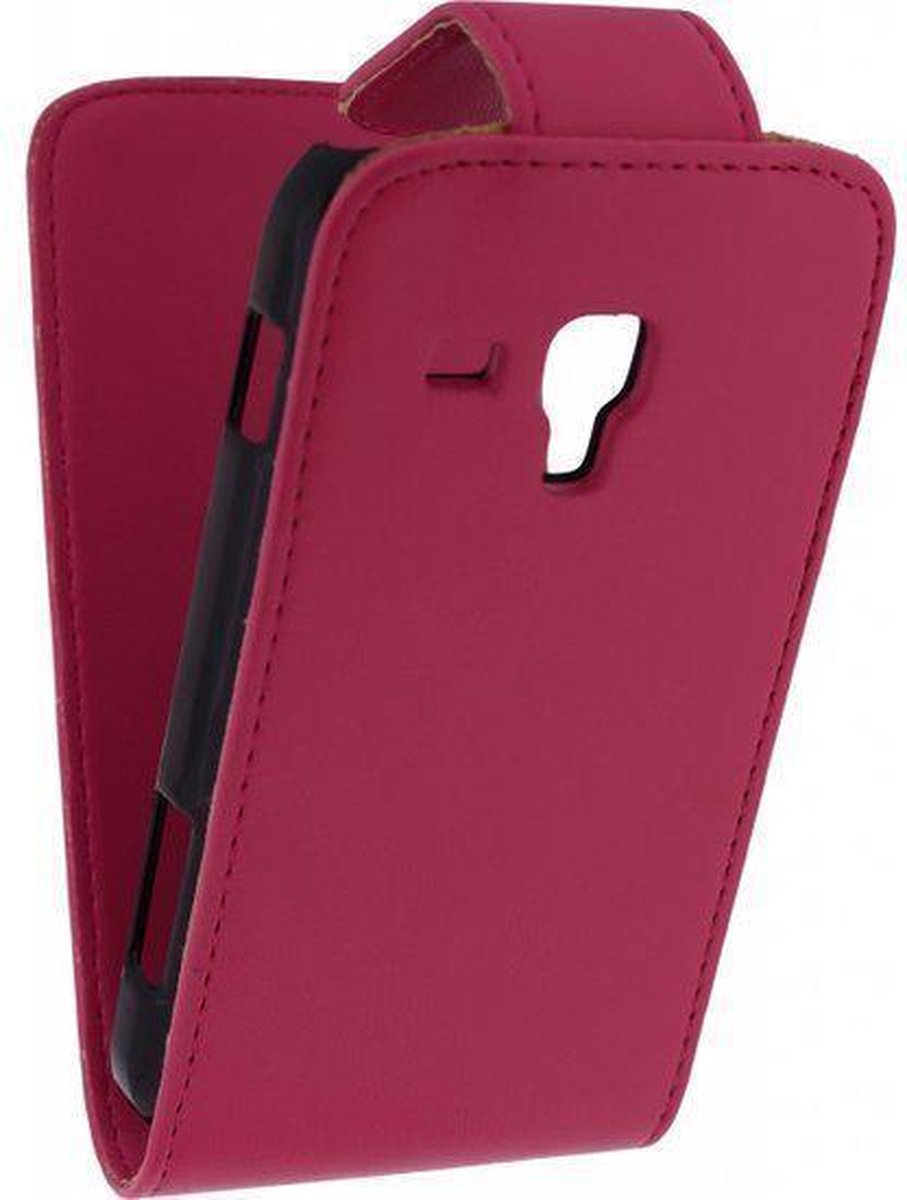 Xccess Leather Flip Case Samsung Galaxy Trend S7560 Fuchsia