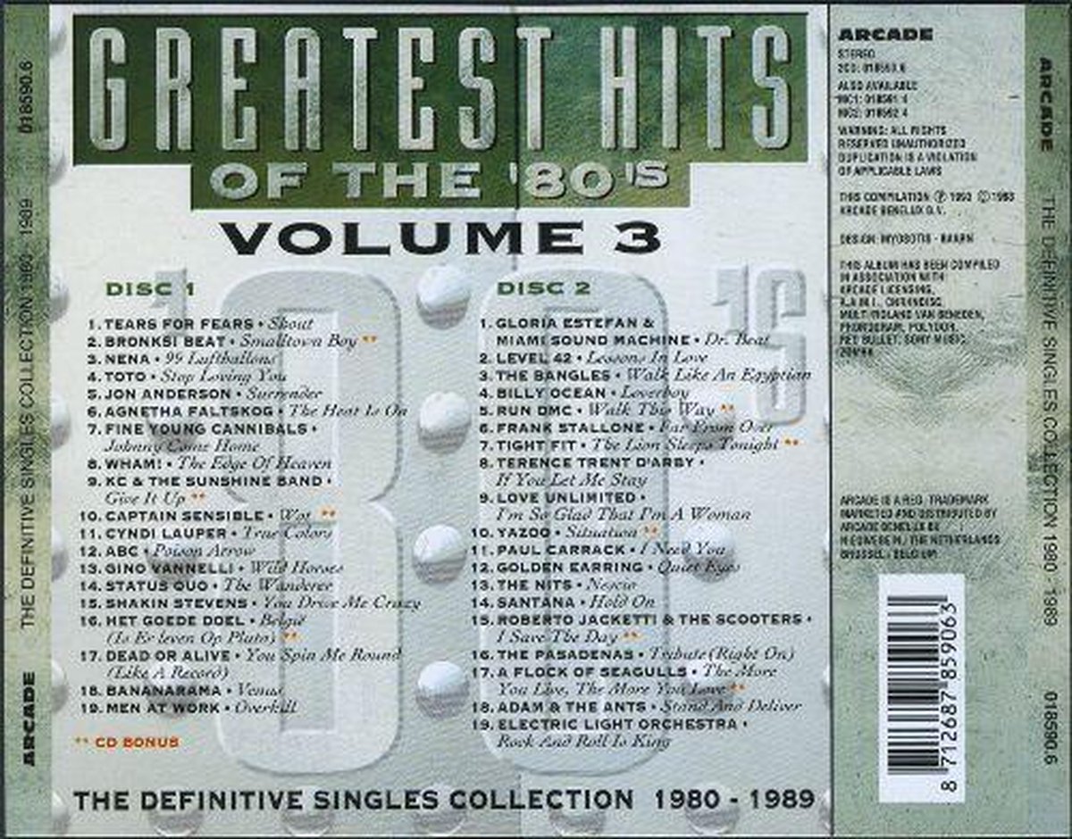 Greatest Hits of the '80's, Vol. 3 [Arcade], Various | CD (album ...