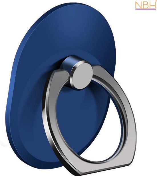 Porte-doigt anneau ovale bleu - support pour téléphone ou tablette