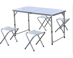 Campingtafel met vier krukjes extra licht aluminium inklapbaar